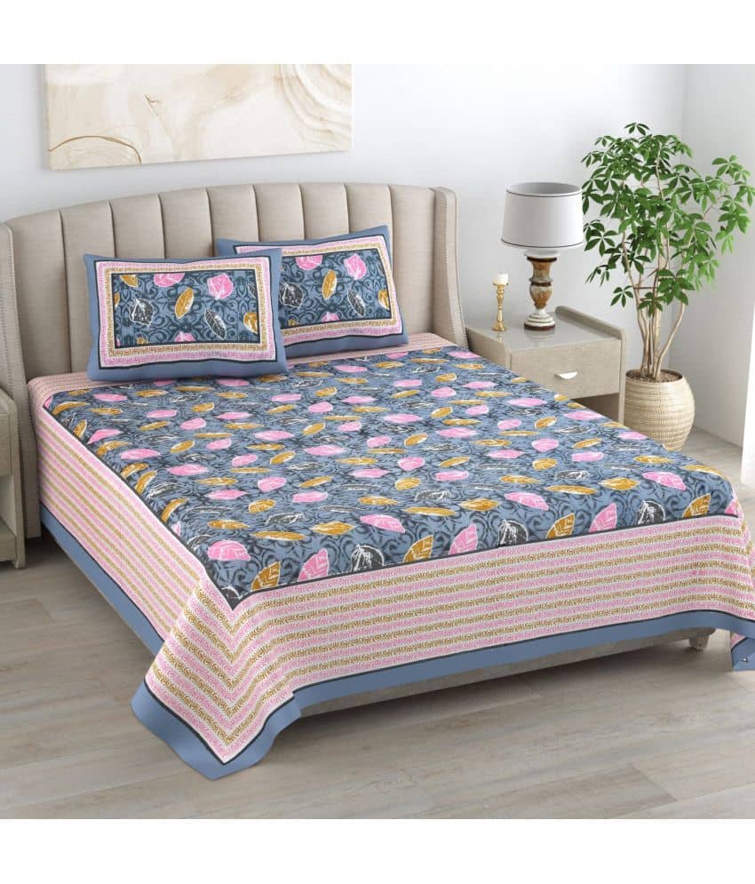 Bombay Spreads Cotton King Size Bedsheet ( Grey )