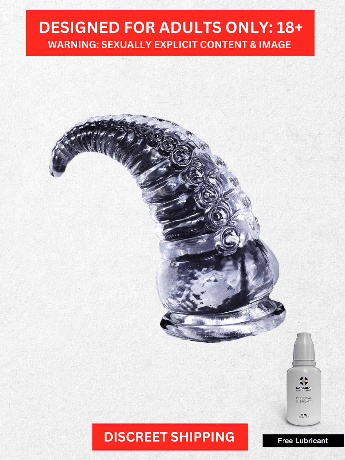 Butt Plug Dildo with Suction Cup- Reusable and Flexible Huge Animal Transparent Dildo For Women with Free Kaamraj Lube