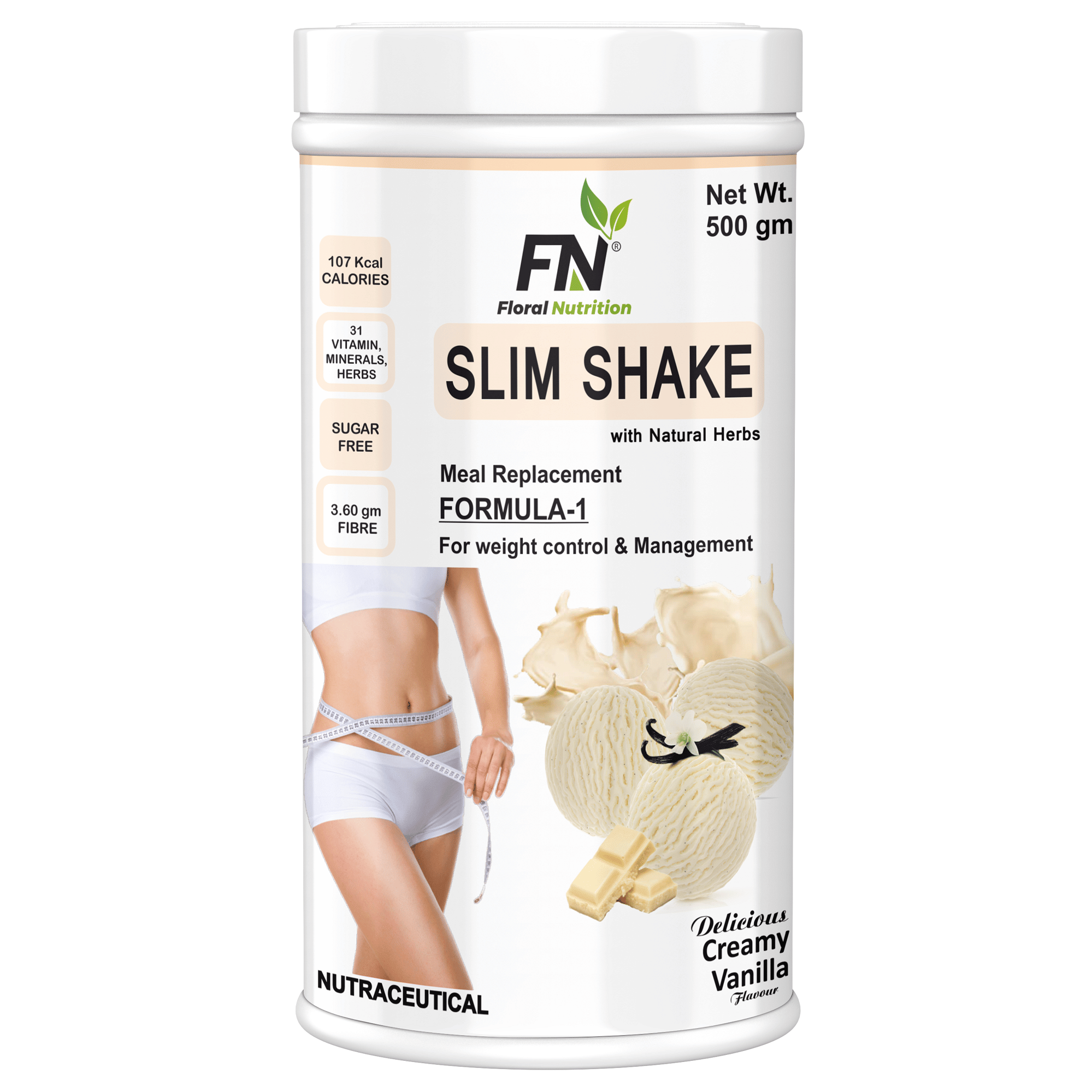 Floral Nutrition Slim Shake Formula 1 with Natural Herbs 500 gm Vanilla