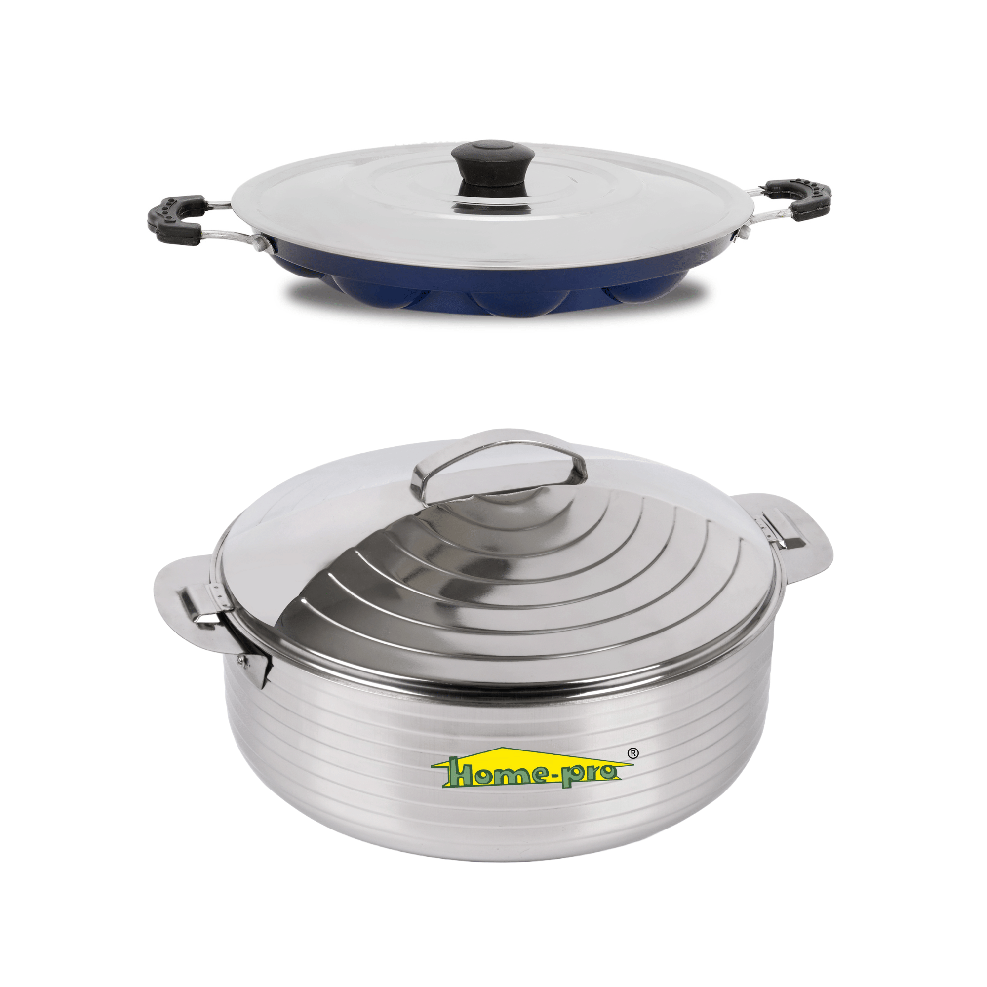 HomePro Casserole 2500Ml & Appam Blue Multicolor Steel Serve Casserole ( Set of 2 , 2500 mL ) HomePro Casserole 2500Ml & Appam Blue Multicolor Steel Serve Casserole ( Set of 2 , 2500 mL )