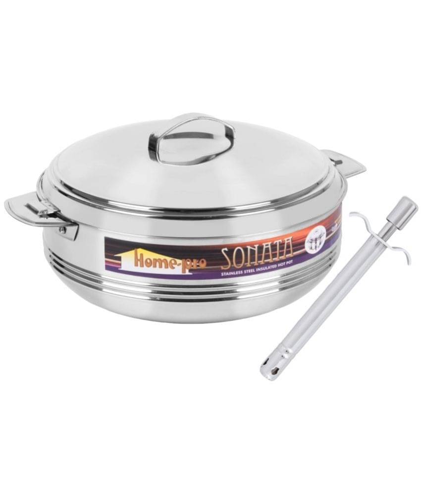     			HomePro Casserole 2500Ml & Gas Lighter Silver Steel Serve Casserole ( Set of 2 , 2500 mL )