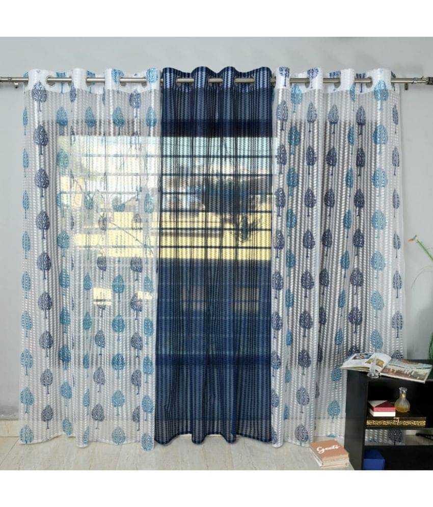 Homefab India Nature Sheer Eyelet Curtain 5 ft ( Pack of 3 ) - Navy Blue Homefab India Nature Sheer Eyelet Curtain 5 ft ( Pack of 3 ) - Navy Blue