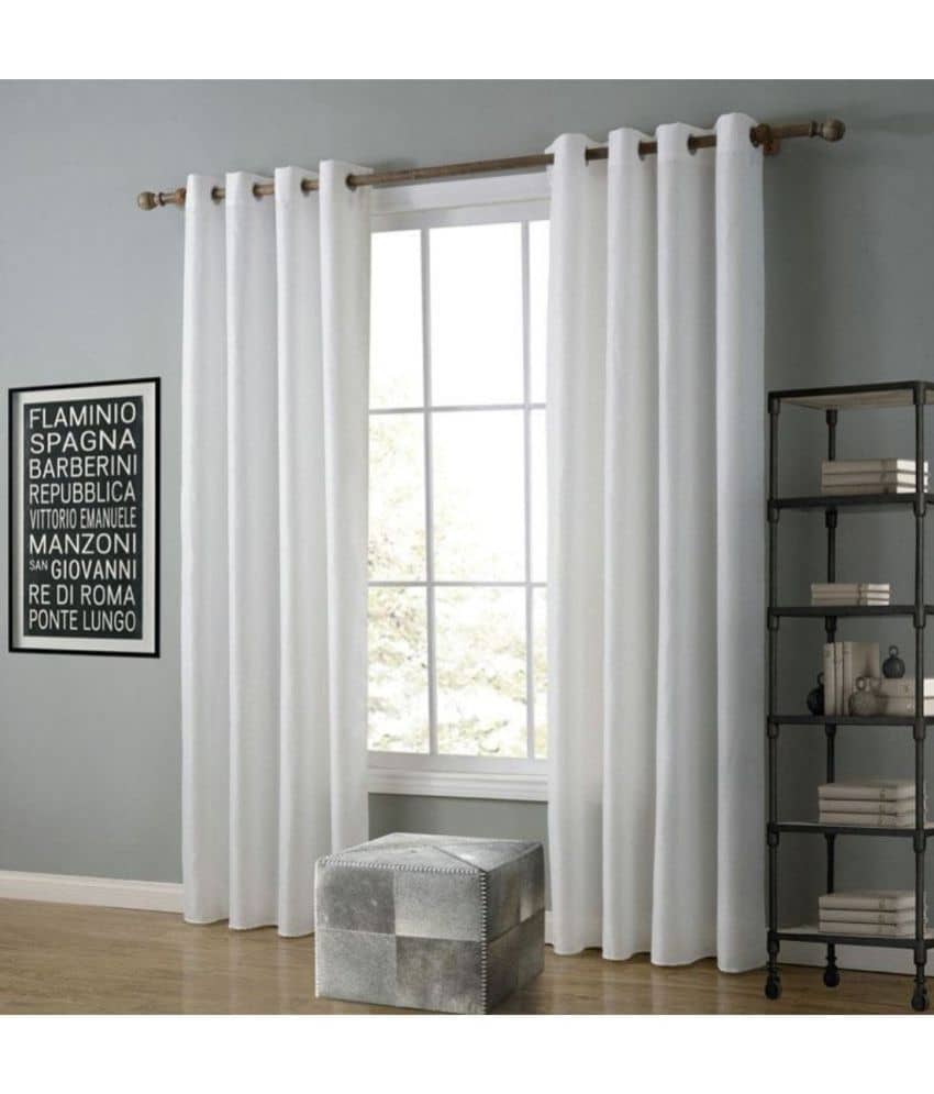Homefab India Solid Semi-Transparent Eyelet Curtain 9 ft ( Pack of 2 ) - White