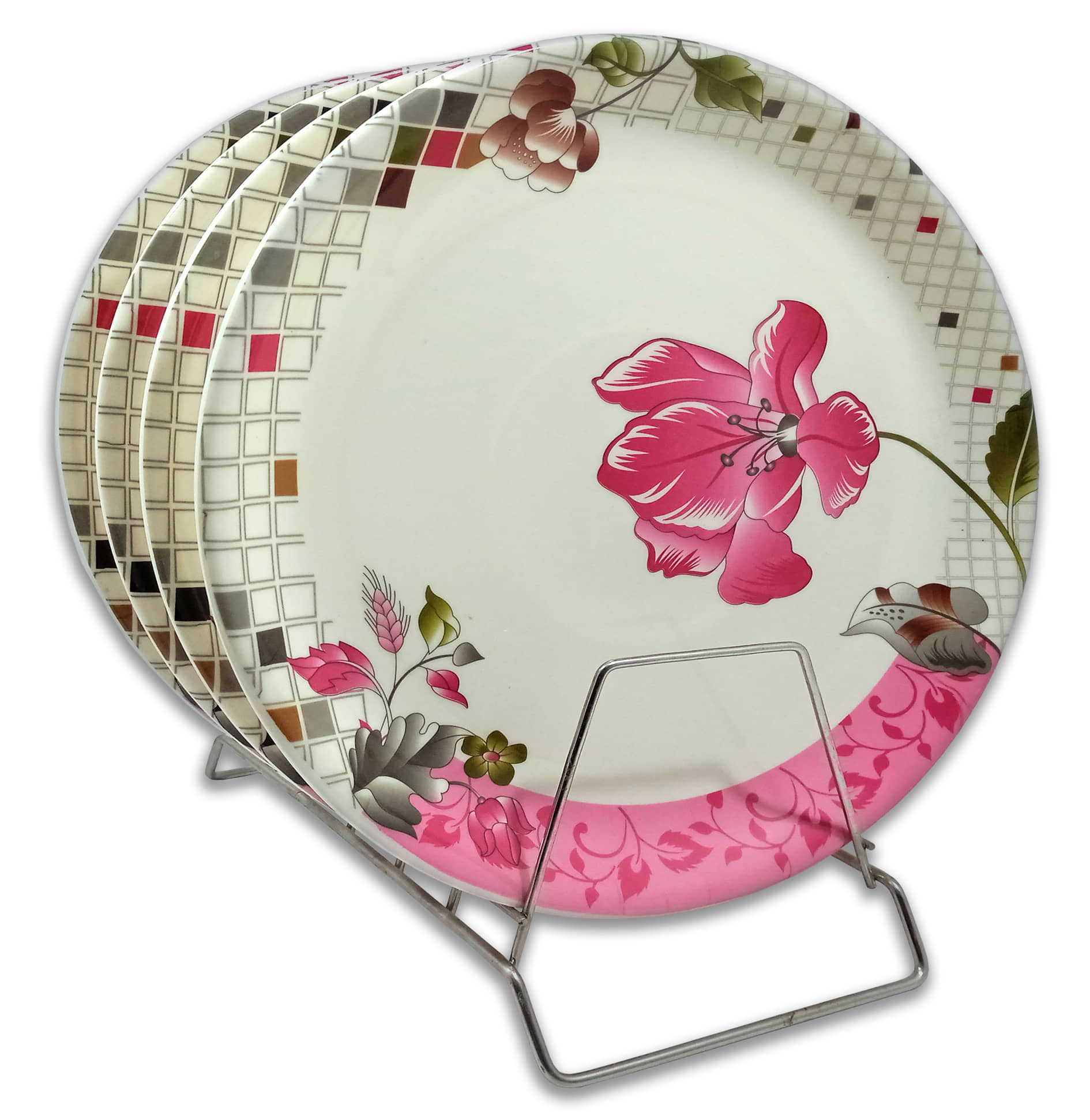 Inpho 4 Pcs Melamine Multi Color Full Plate