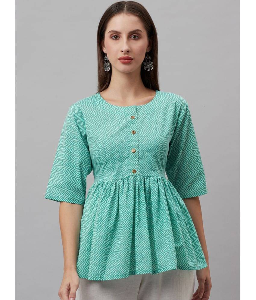     			JC4U Women's Cotton Blend A-Line Top ( Blue )