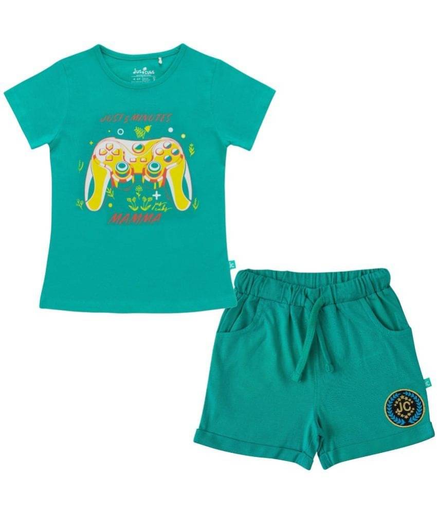    			Juscubs Pack of 2 Girls Cotton Top With Shorts ( Green )
