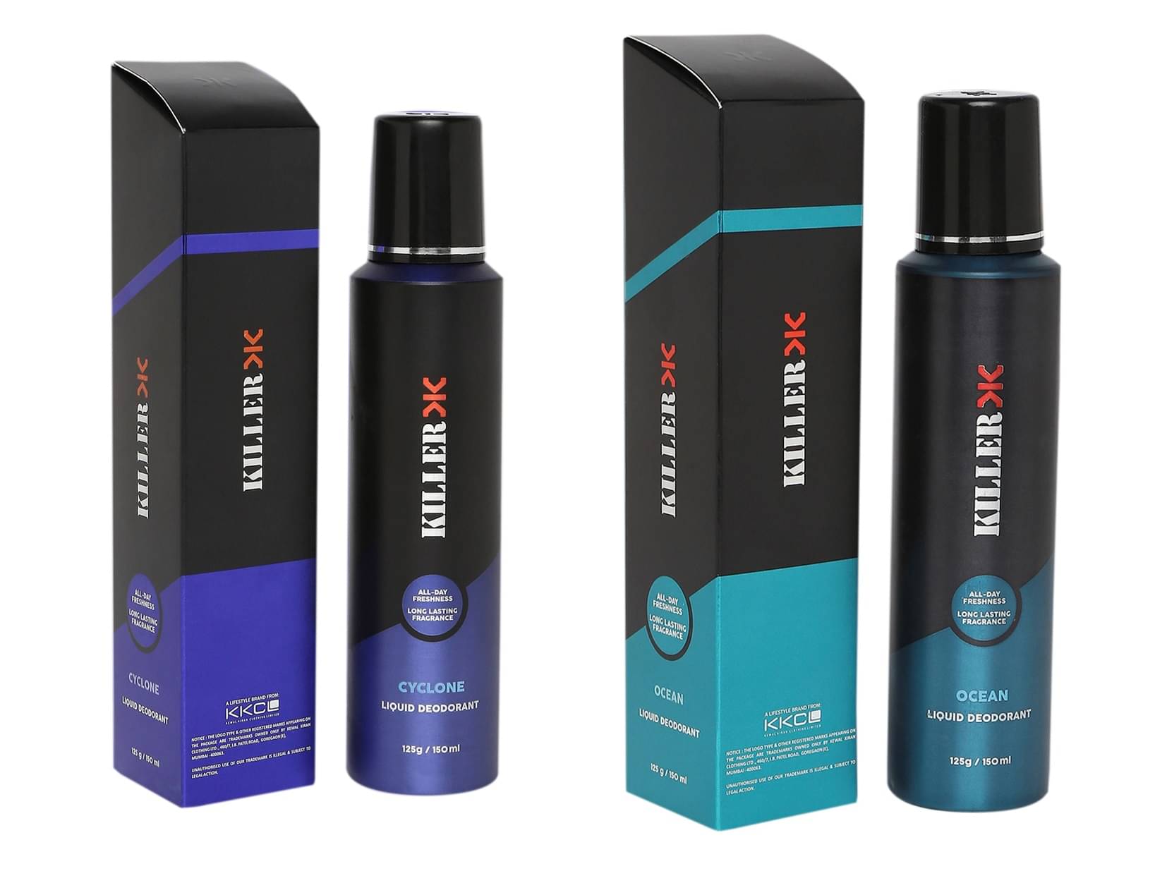     			Killer CYCLONE & OCEAN combo of 2, no gas deo Body Spray for Men 150 ml ( Pack of 2 )