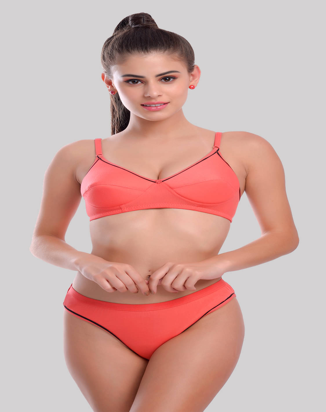 LadySoft Cotton Blend Women's Bra & Panty Set ( Orange ) Aliya Foam Set     			LadySoft Cotton Blend Women's Bra & Panty Set ( Orange ) Aliya Foam Set