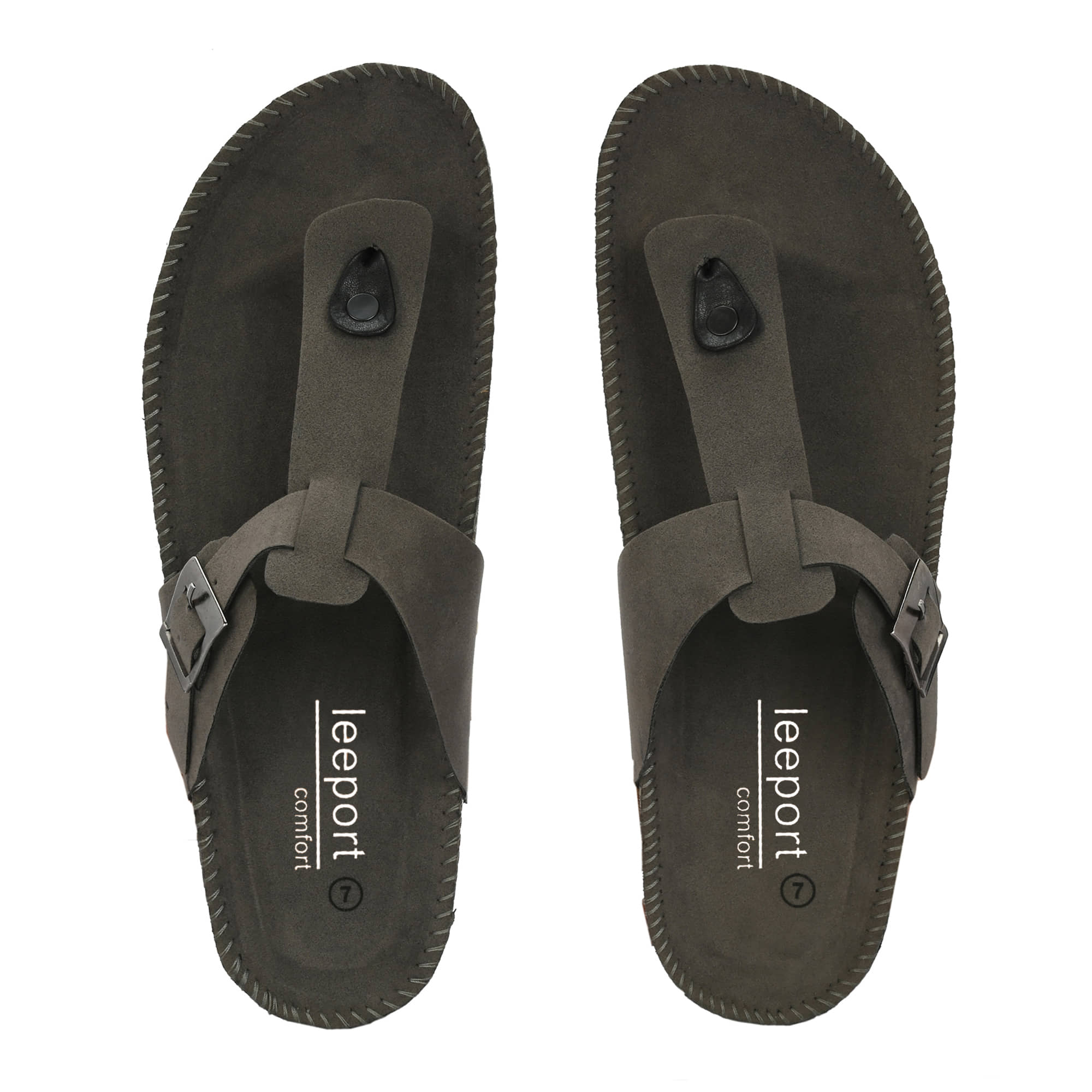Leeport Grey Men's Leather Slipper
