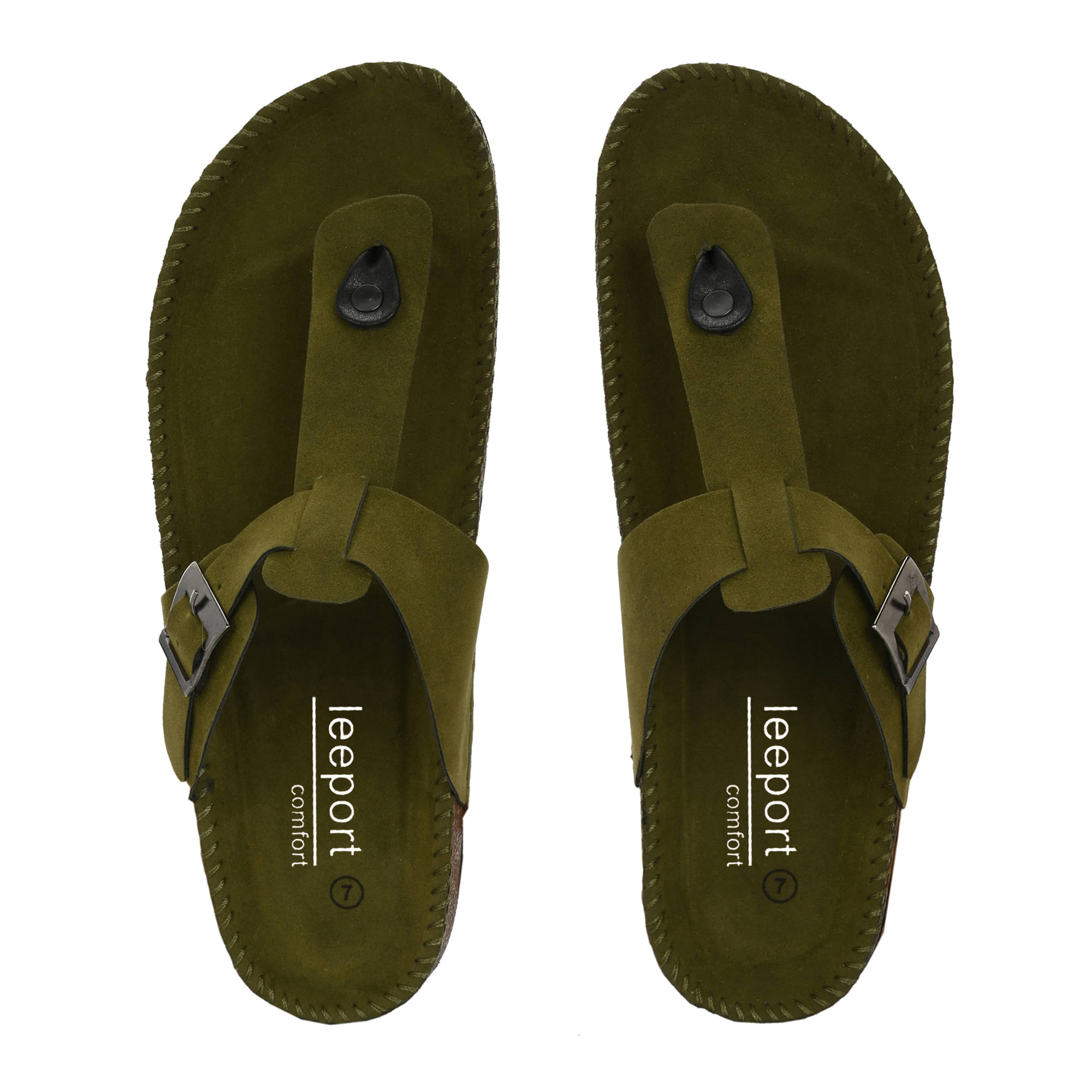     			Leeport Olive Men's Thong Flip Flop