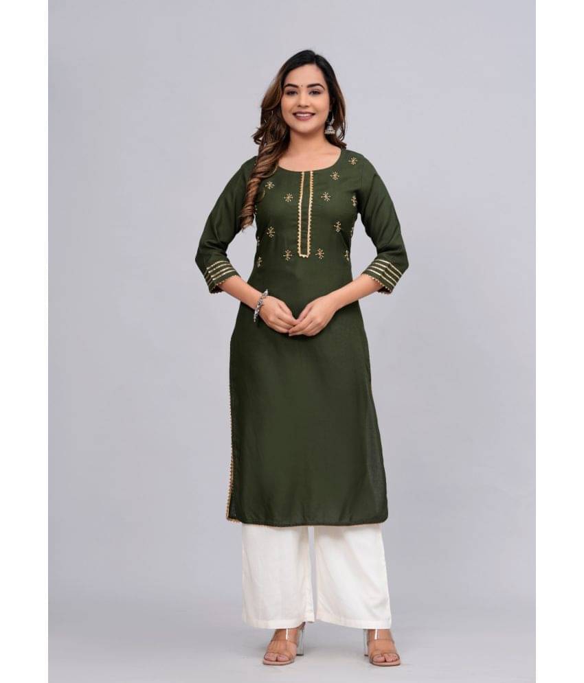     			MAUKA Rayon Solid Kurti With Palazzo Women's Stitched Salwar Suit - Green ( Pack of 1 )