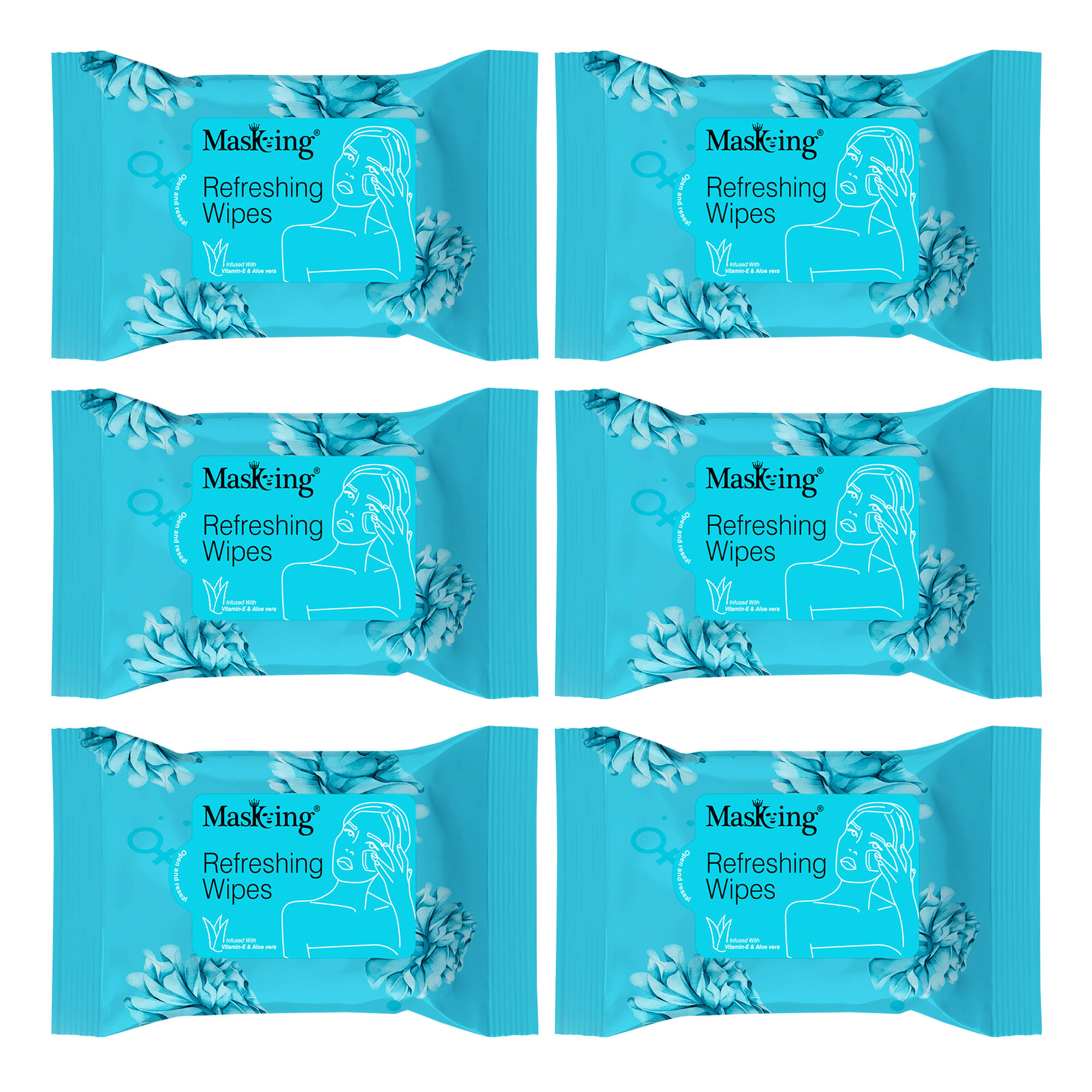     			Masking Refreshing Wet Wipes ( 60 Pcs ) Pack of 6