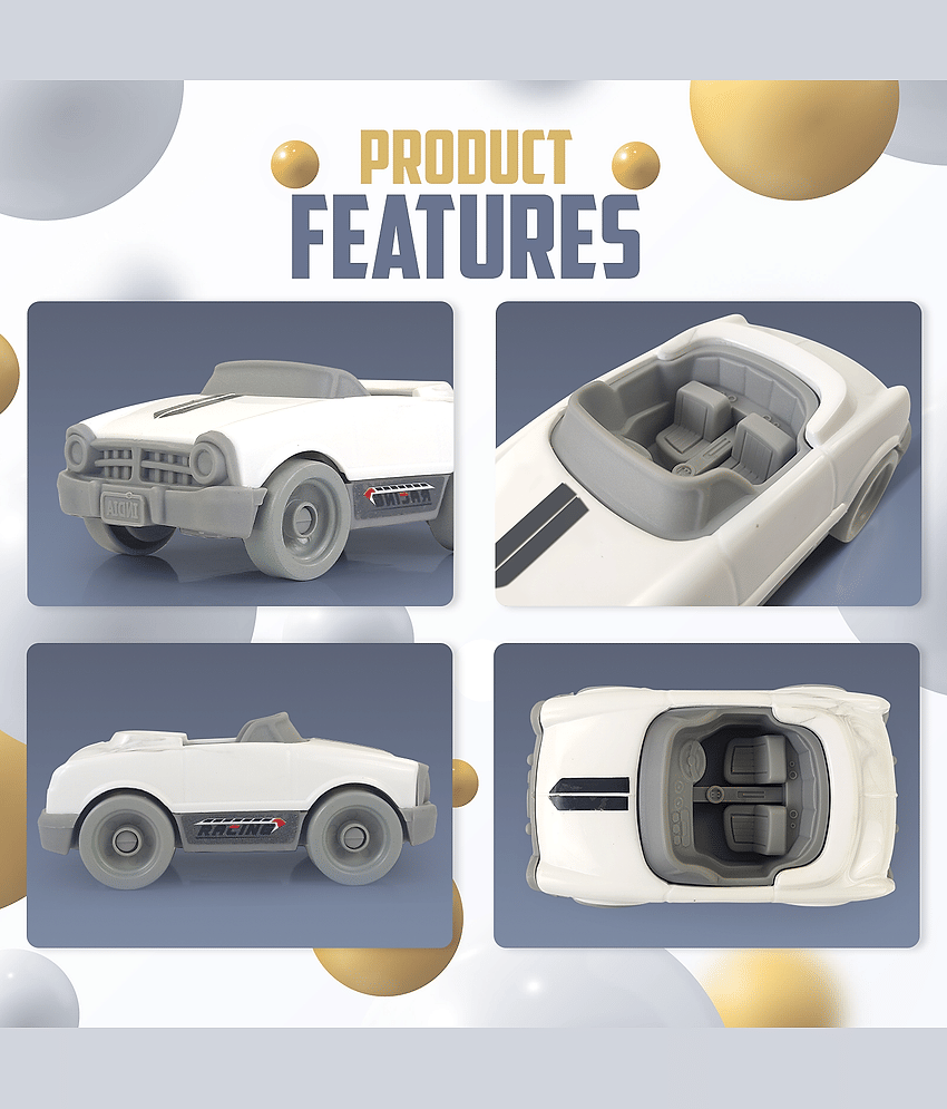 NHR Dinky Push Car Toy for Kids, Car for Kids, Toy Car, Toy for Kids, Push Car, Pull Car, Manual Pull Car Toy, Dinky Car-White