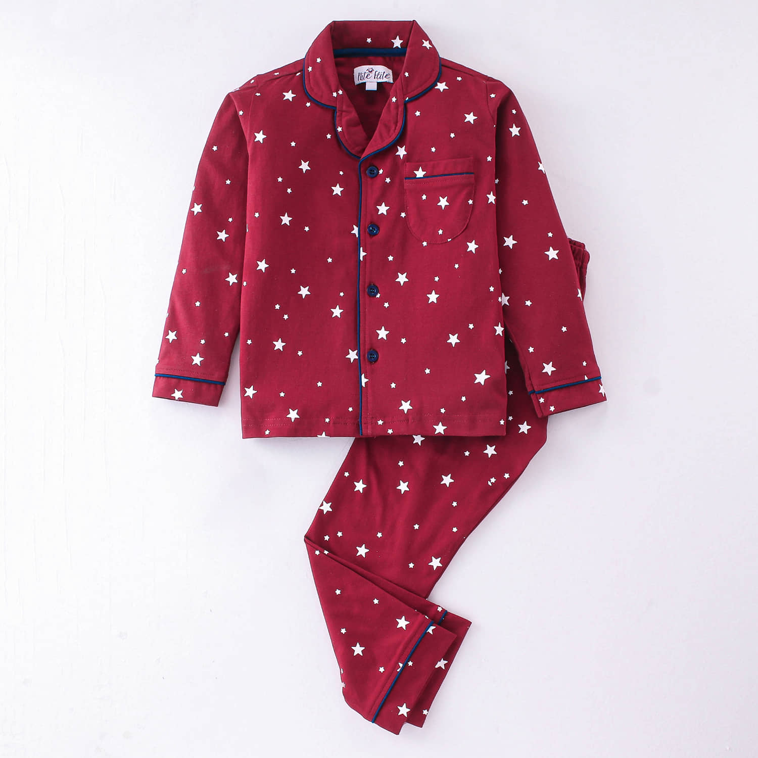 Nite Flite Pack of 1 Boys 100% Cotton Nightsuit Set ( Red ) - Nightwear & Loungewear | Buy online on ZillyBuy