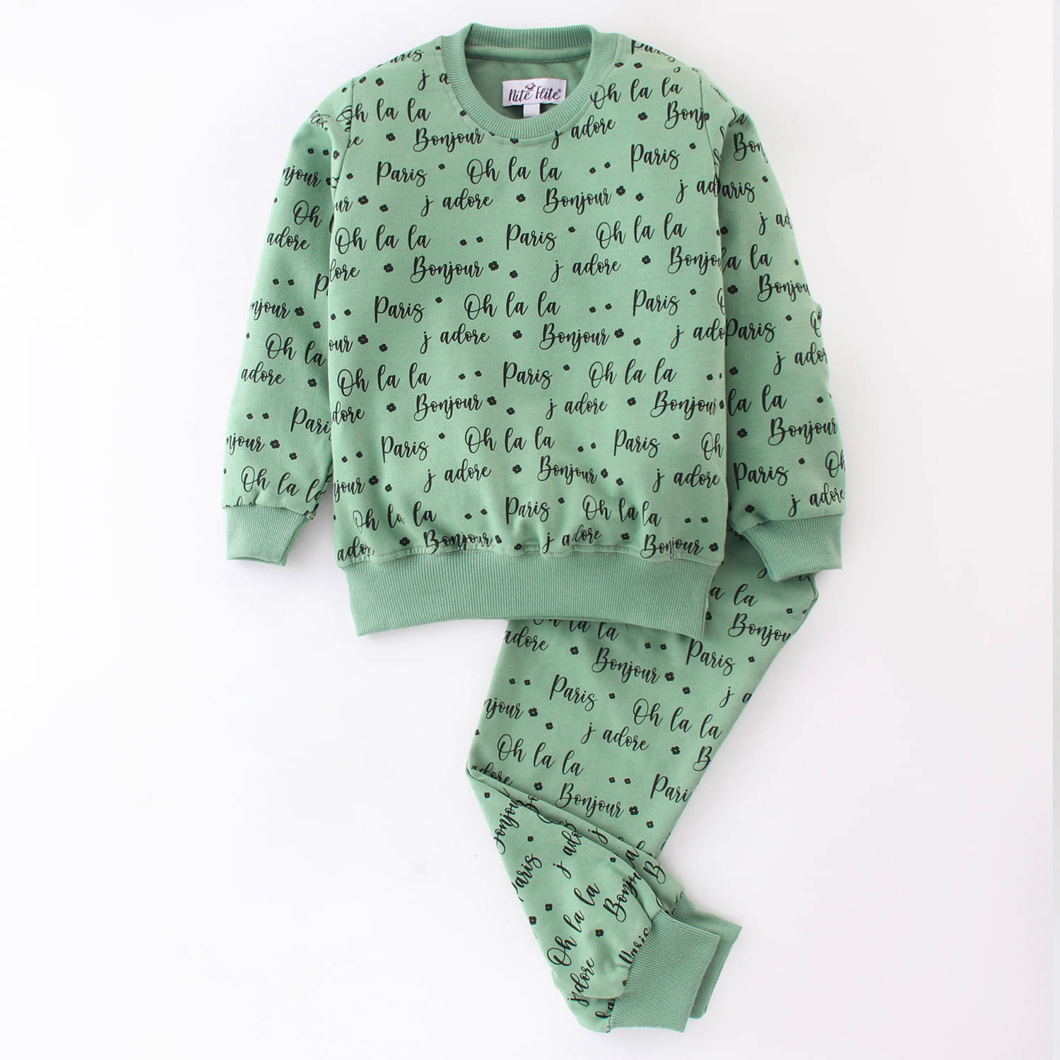     			Nite Flite Pack of 1 Boys 100% Cotton Nightsuit Set ( Green )