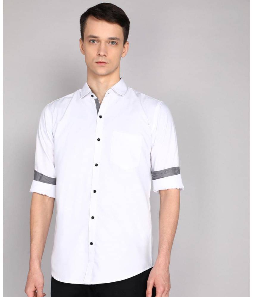     			P&V CREATIONS Cotton Blend Regular Fit Solids Full Sleeves Men's Casual Shirt - White ( Pack of 1 )