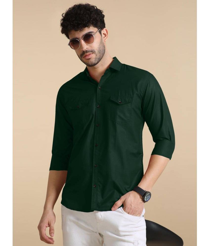     			P&V CREATIONS Cotton Blend Slim Fit Solids Full Sleeves Men's Casual Shirt - Lime Green ( Pack of 1 )