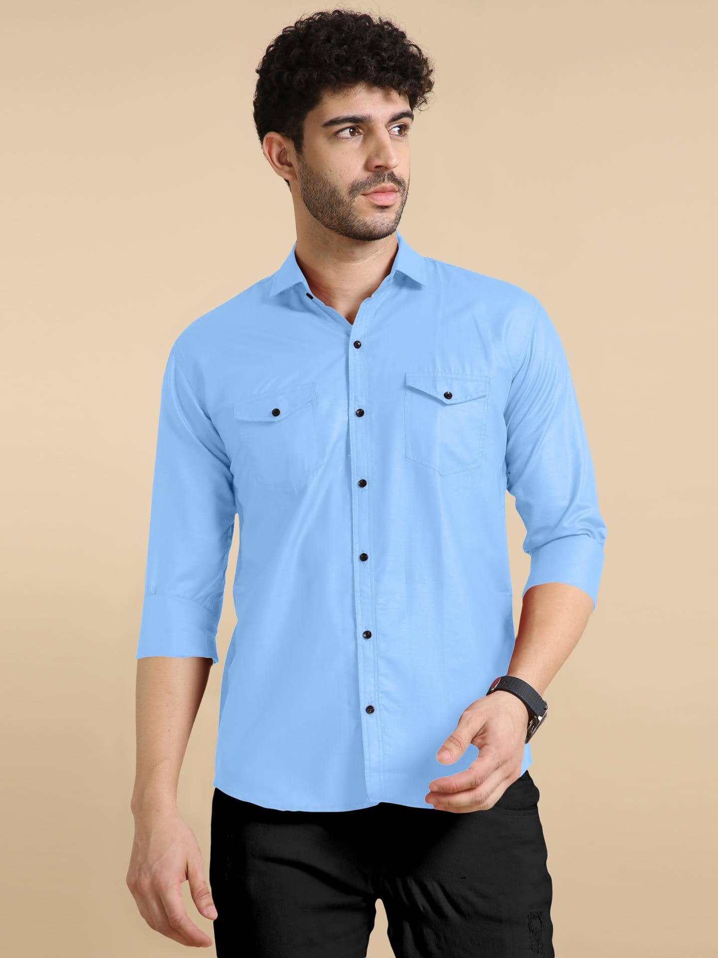 P&V CREATIONS Cotton Blend Slim Fit Solids Full Sleeves Men's Casual Shirt - Green ( Pack of 1 )