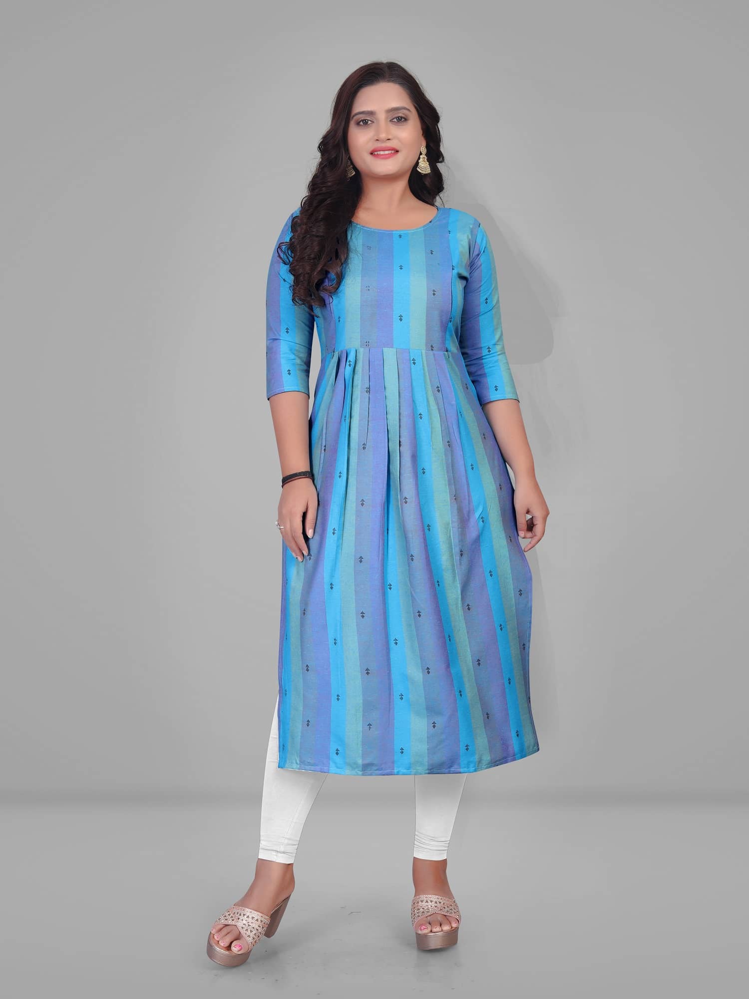 Parastri Blue Cotton Maternity Tops
