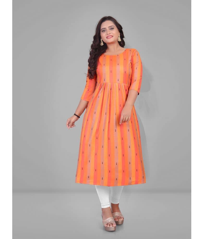 Parastri Orange Cotton Maternity Tops