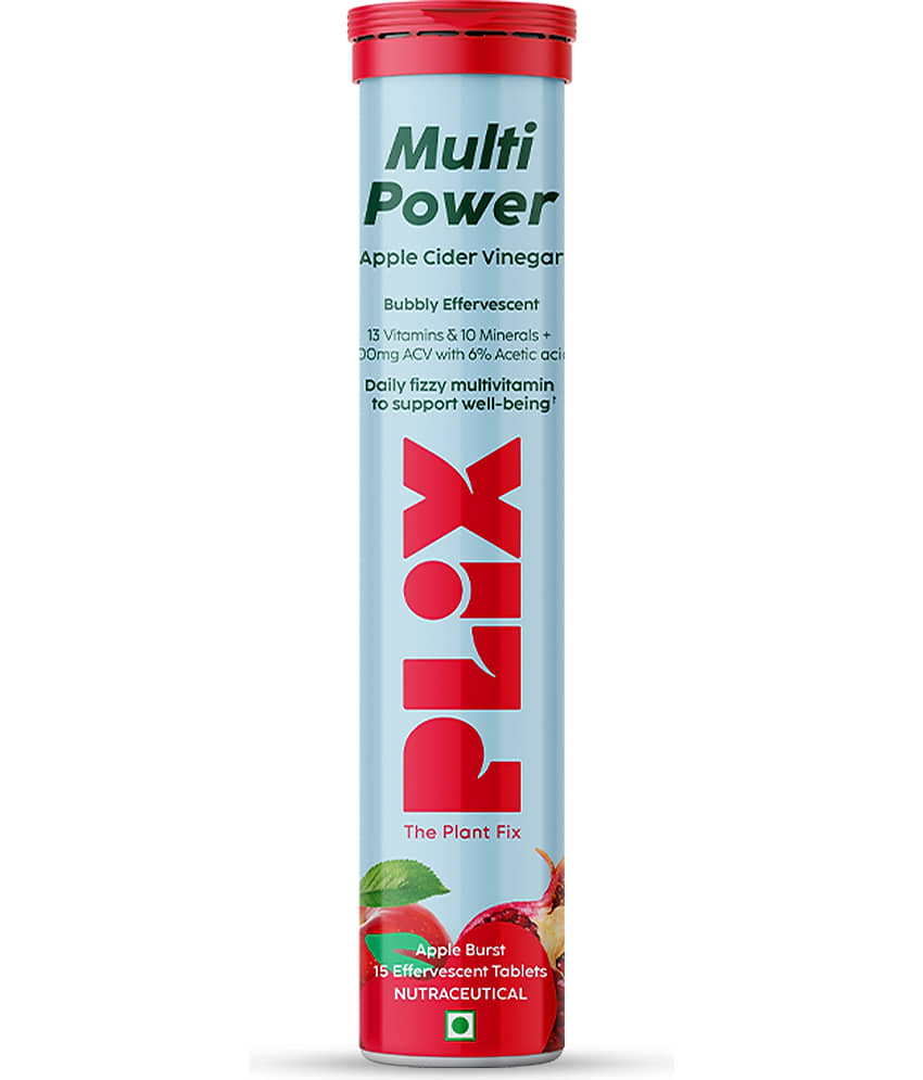 The Plant Fix Plix Apple Cider Vinegar 15 Effervescent Tablets Apple Burst with Vitamin B12 (15 No)