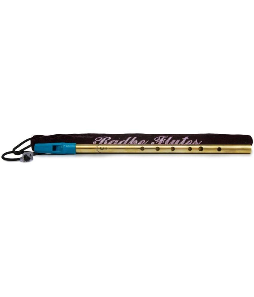     			Radhe Flutes Brass Flute Soprano Vertical Blow Scale C Natural With VELVET COVER