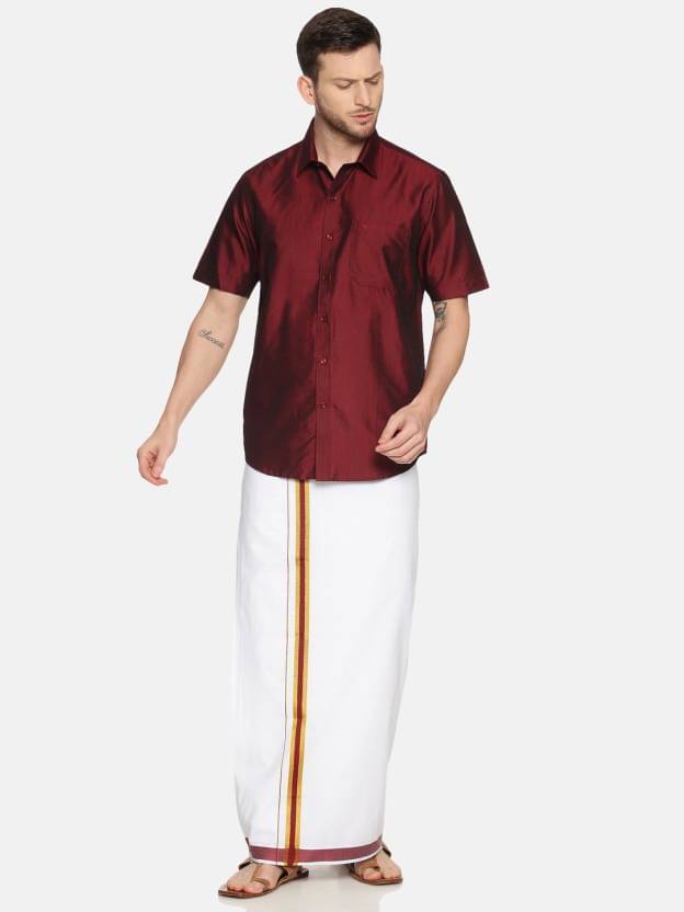 Ramraj cotton Wine Cotton Blend Regular Fit Men's Dhoti Shirt Set ( Pack of 1 ) Ramraj cotton Wine Cotton Blend Regular Fit Men's Dhoti Shirt Set ( Pack of 1 )