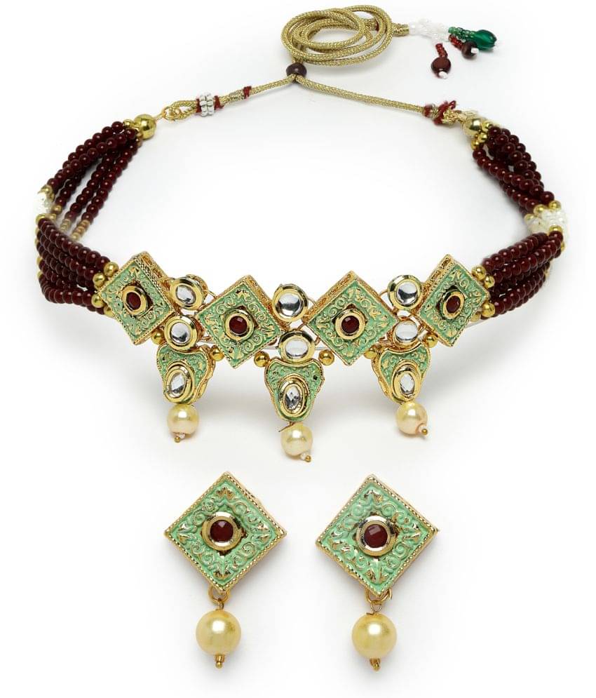     			Sukkhi Maroon Alloy Necklace Set ( Pack of 1 )