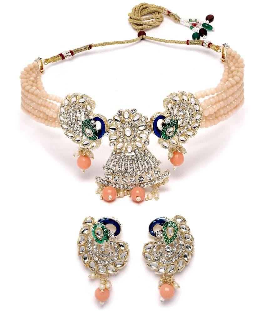     			Sukkhi Peach Alloy Necklace Set ( Pack of 1 )