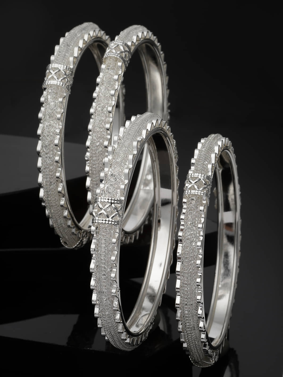 Sukkhi Silver Bangle Set ( Pack of 4 ) - Bangles & Bracelets | Buy online on ZillyBuy