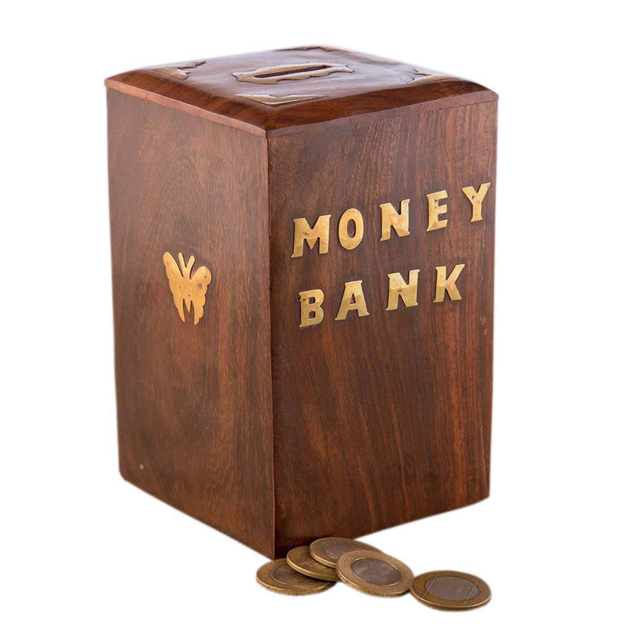     			TFS Wood Brown Piggy Bank ( Pack of 1 )