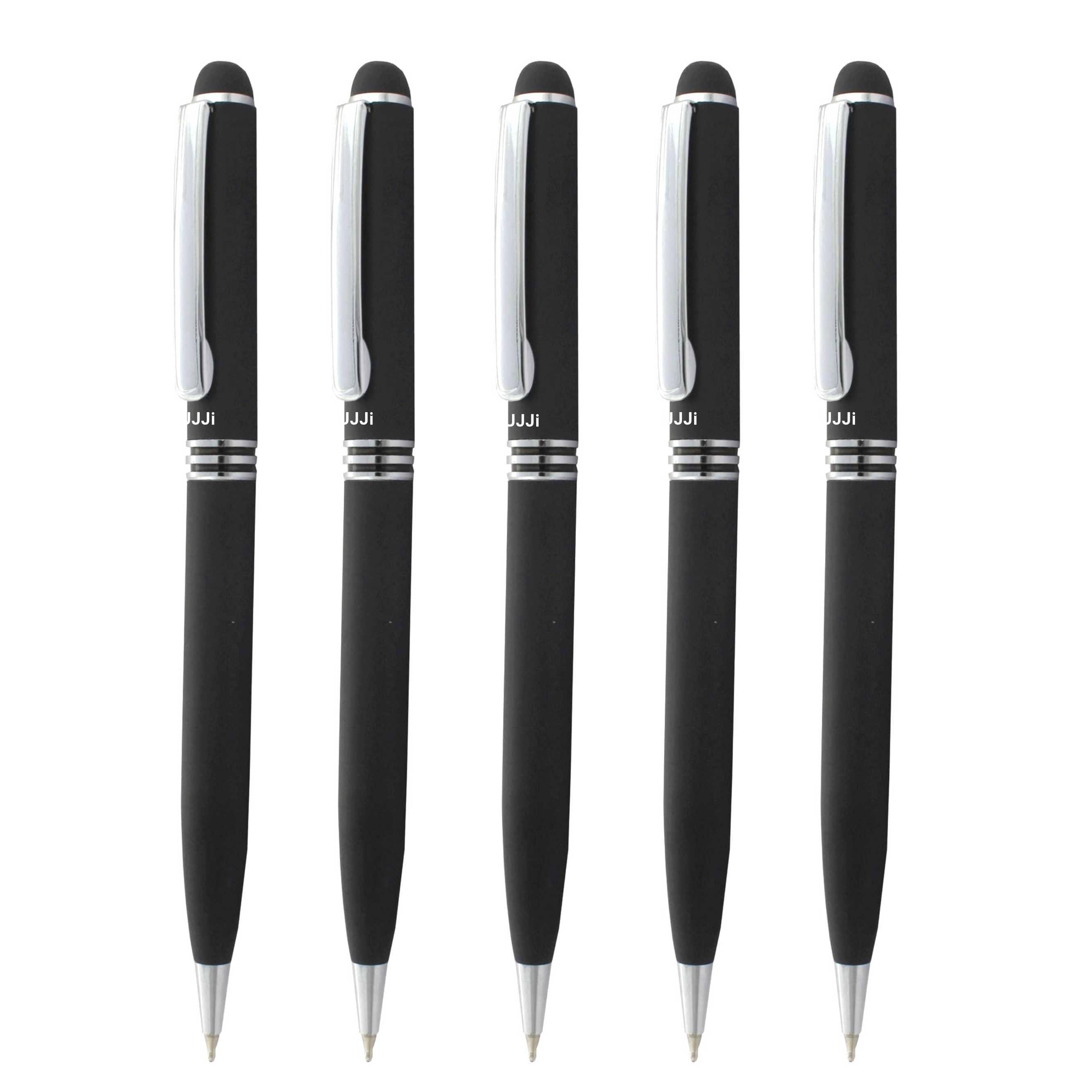 UJJi Matte Black Metal Pen in Twist Mechanism pack of 5 Ball Pen
