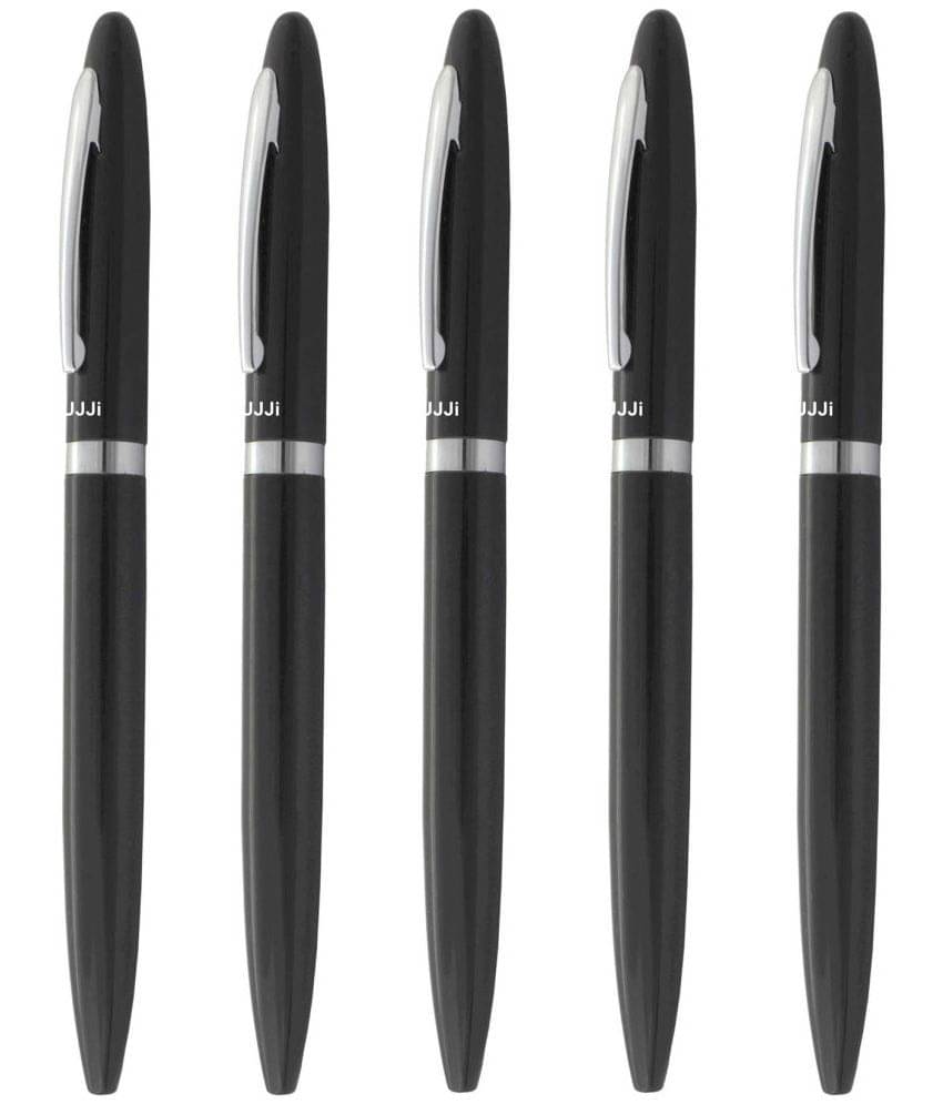     			UJJi Sleek Design Pen in Black Color Metal Body Pack of 5 Ball Pen