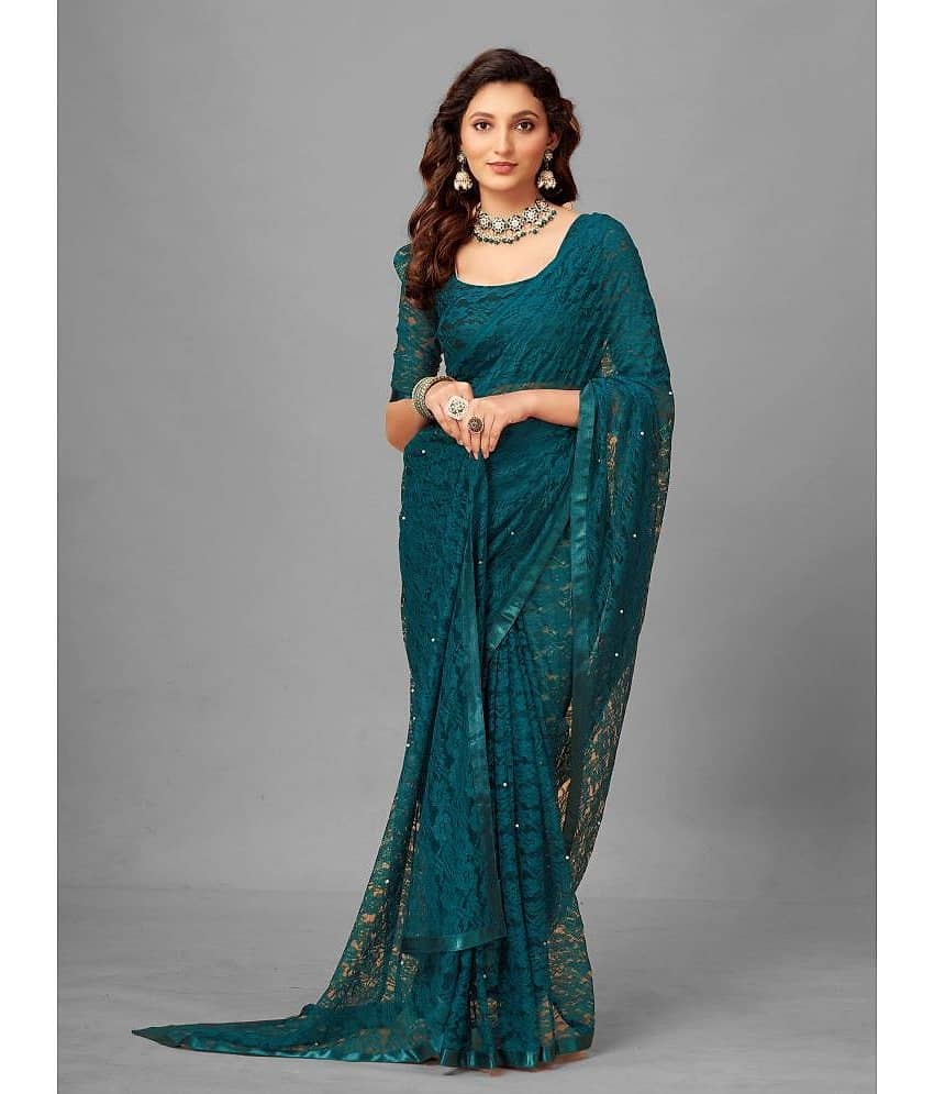 VANRAJ CREATION Brasso Self Design Saree With Unstitched Blouse Piece ( Green ) - Sarees | Buy online on ZillyBuy