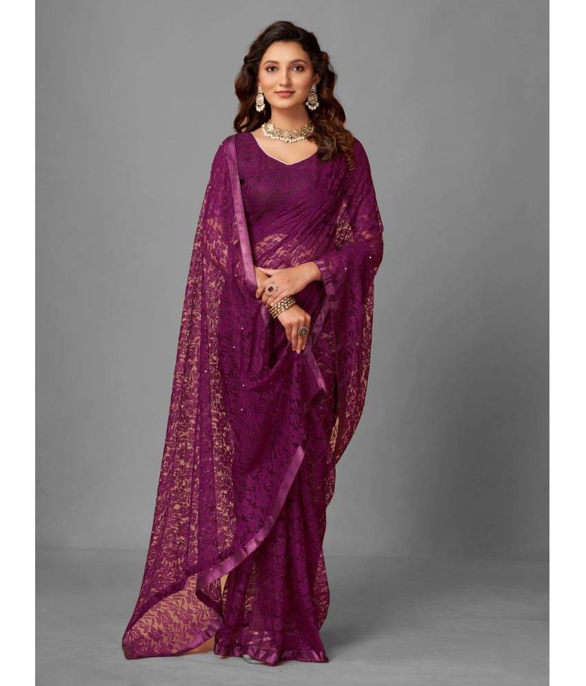 VANRAJ CREATION Brasso Self Design Saree With Unstitched Blouse Piece ( Magenta ) VANRAJ CREATION Brasso Self Design Saree With Unstitched Blouse Piece ( Magenta )