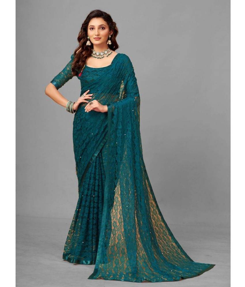 VANRAJ CREATION Brasso Self Design Saree With Unstitched Blouse Piece ( Green ) VANRAJ CREATION Brasso Self Design Saree With Unstitched Blouse Piece ( Green )