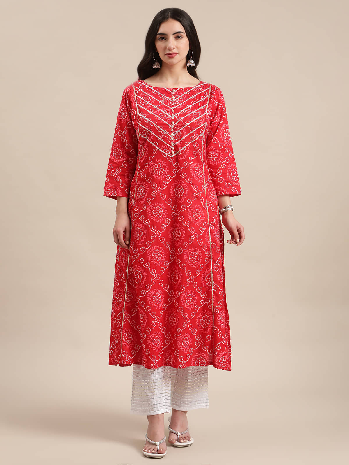 Varanga Cotton Printed Flared Women's Kurti - Red ( Pack of 1 ) - Kurtis, Tunics | Buy online on ZillyBuy