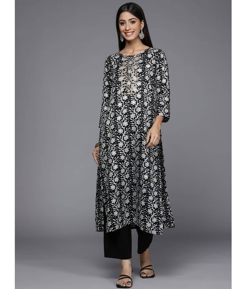Varanga Cotton Printed Straight Women's Kurti - Black ( Pack of 1 ) - Kurtis, Tunics | Buy online on ZillyBuy