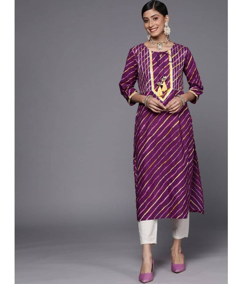 Varanga Cotton Printed Straight Women's Kurti - Purple ( Pack of 1 ) Varanga Cotton Printed Straight Women's Kurti - Purple ( Pack of 1 )