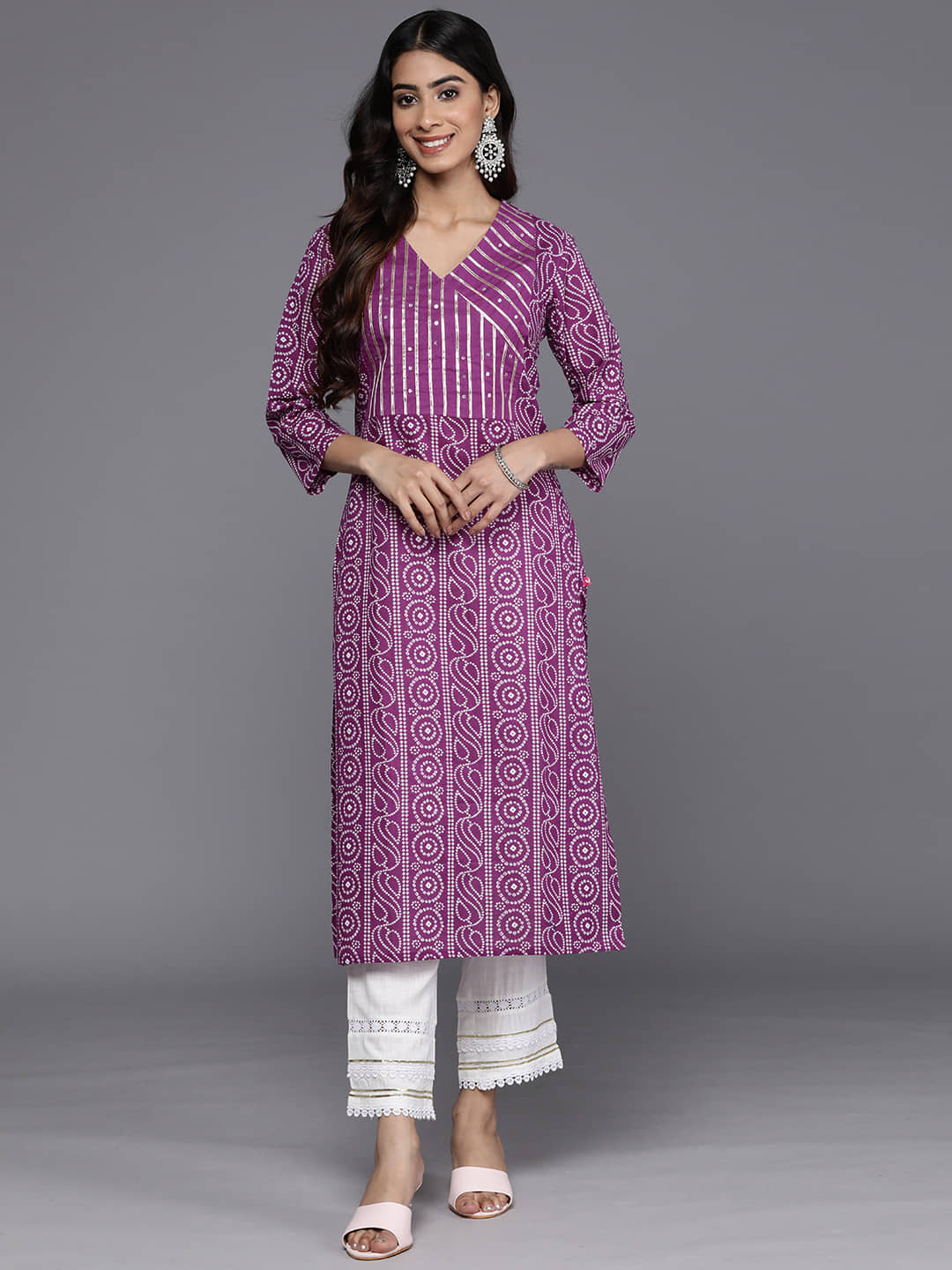 Varanga Cotton Printed Straight Women's Kurti - Purple ( Pack of 1 ) - Kurtis, Tunics | Buy online on ZillyBuy