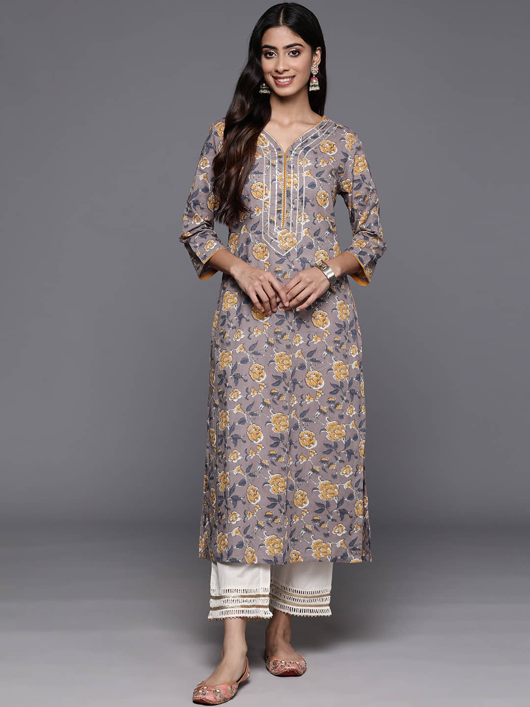 Varanga Cotton Printed Straight Women's Kurti - Mauve ( Pack of 1 ) - Kurtis, Tunics | Buy online on ZillyBuy