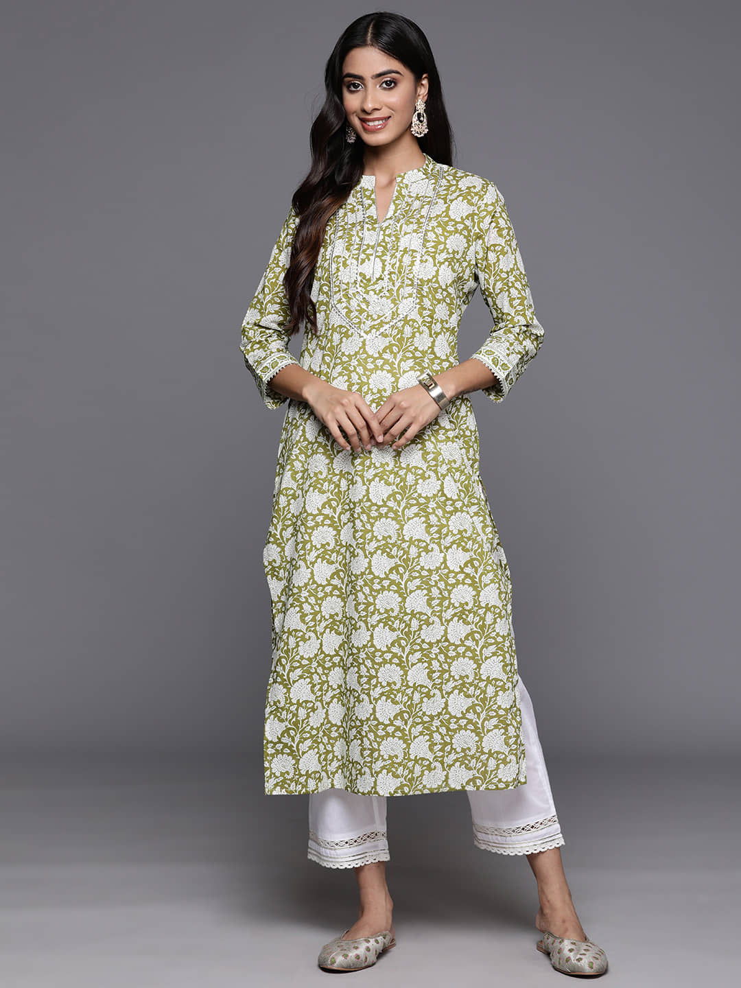 Varanga Cotton Printed Straight Women's Kurti - Green ( Pack of 1 ) - Kurtis, Tunics | Buy online on ZillyBuy