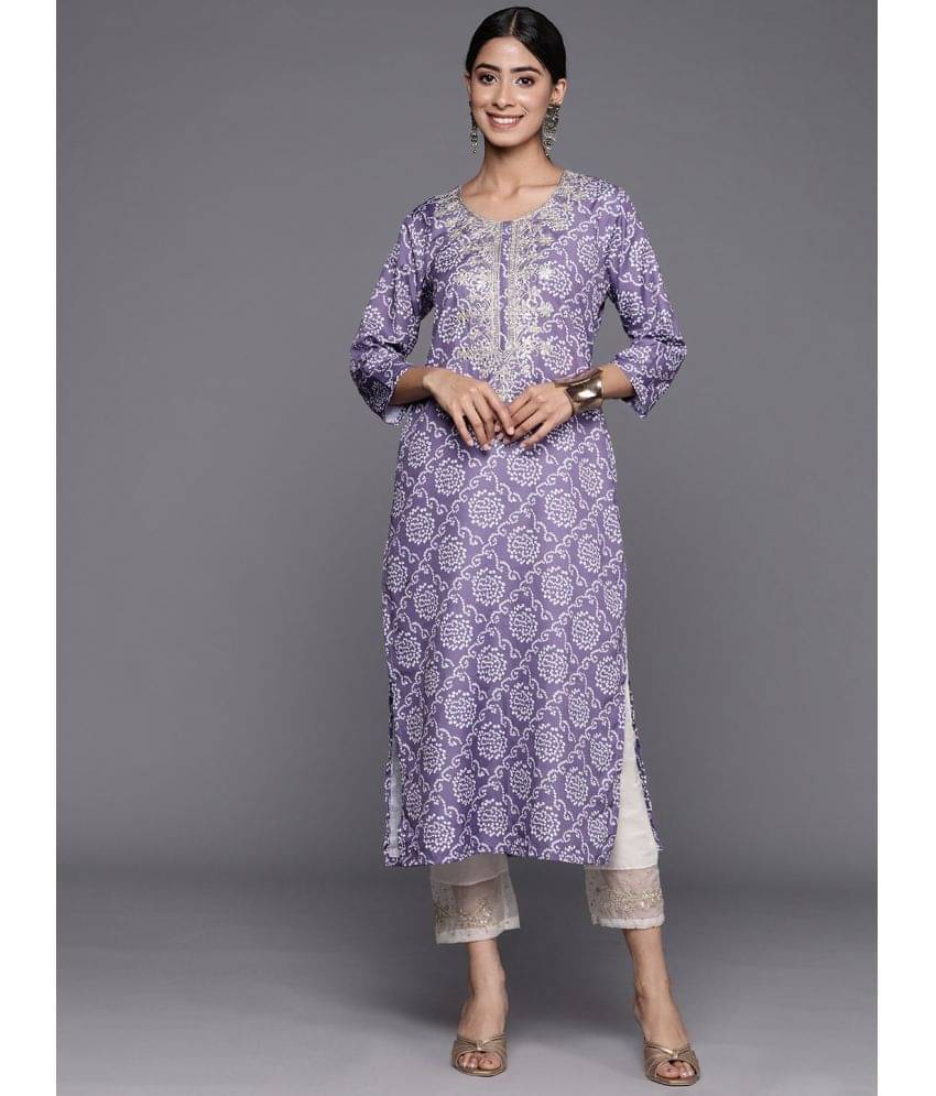 Varanga Viscose Printed Straight Women's Kurti - Lavender ( Pack of 1 )     			Varanga Viscose Printed Straight Women's Kurti - Lavender ( Pack of 1 )