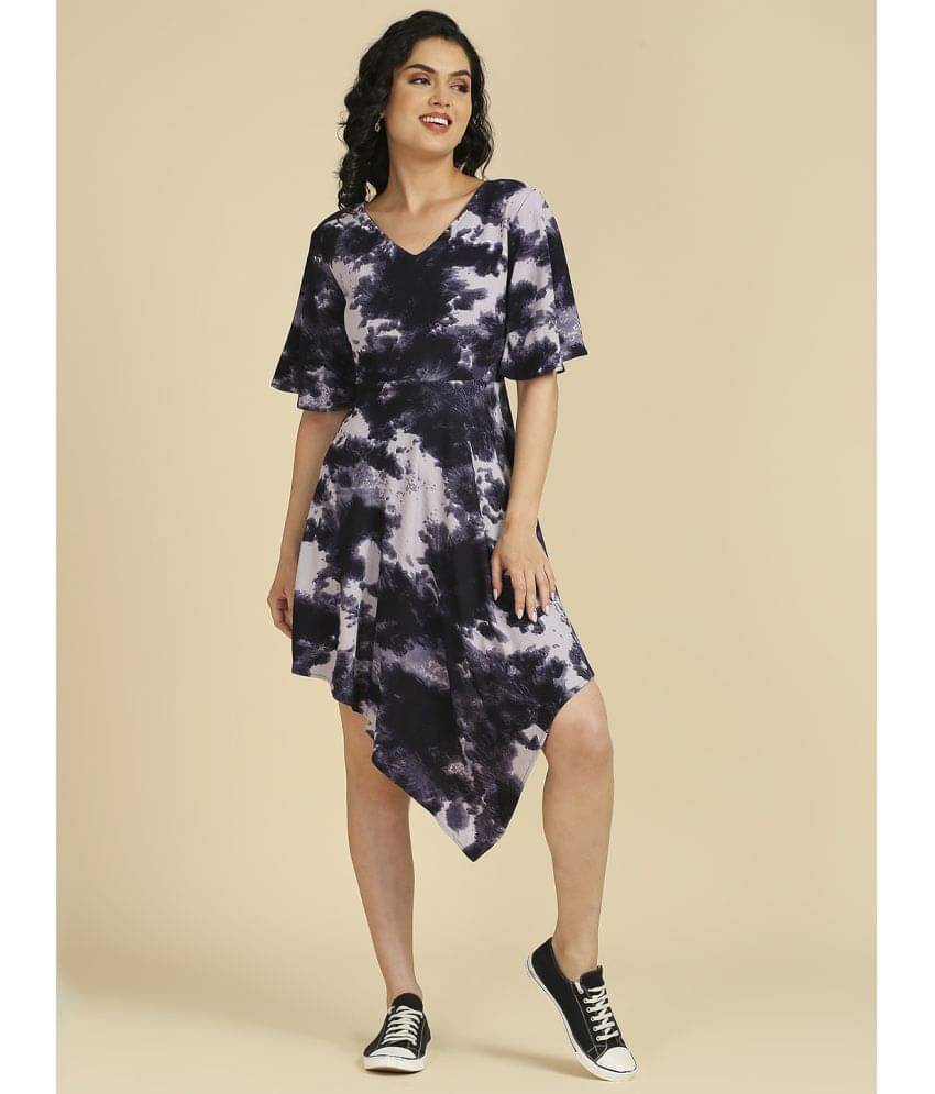 gufrina Women Rayon Dyed Asymmetric Dress ( Black )     			gufrina Women Rayon Dyed Asymmetric Dress ( Black )