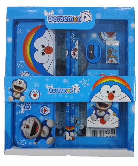     			2307 YESKART - DORAEMON  Theme 12 pcs All in One Stationery Set Combo Boys Girls Pencil Box Set School Supplies Stationery Gift Set Kit with 1 Pencil Box Case 2 Pencils 6 Crayon Colours 1 Ruler Scale Eraser Sharpener Kit for Kids