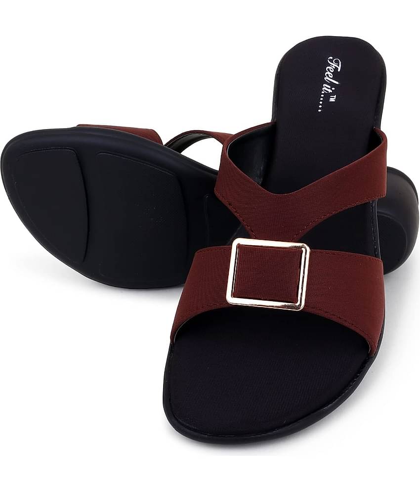 Feel It Brown Women's Slip On Heels