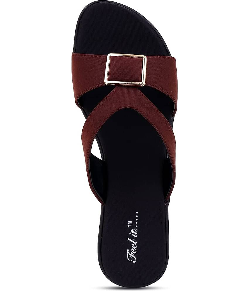 Feel It Brown Women's Slip On Heels