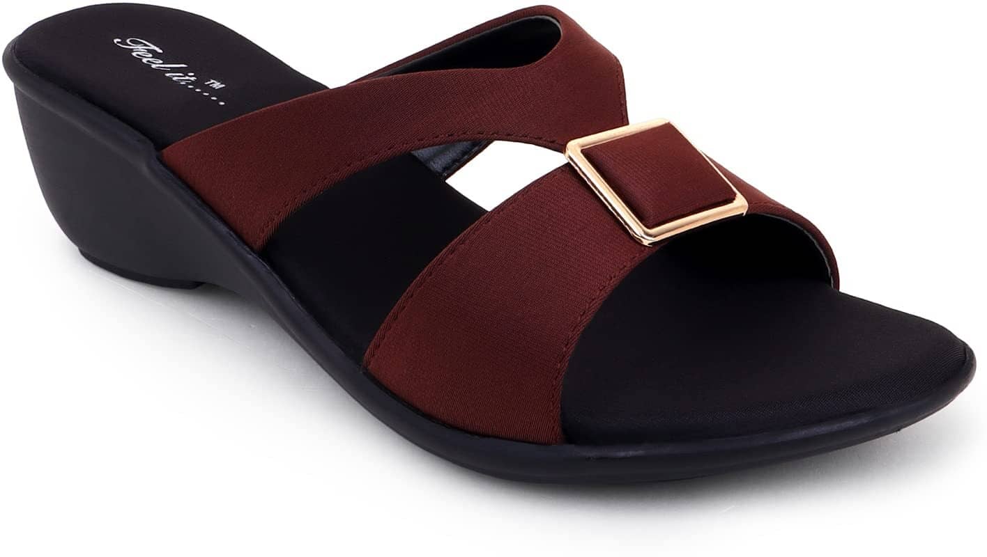 Feel It Brown Women's Slip On Heels - Heels | Buy online on ZillyBuy