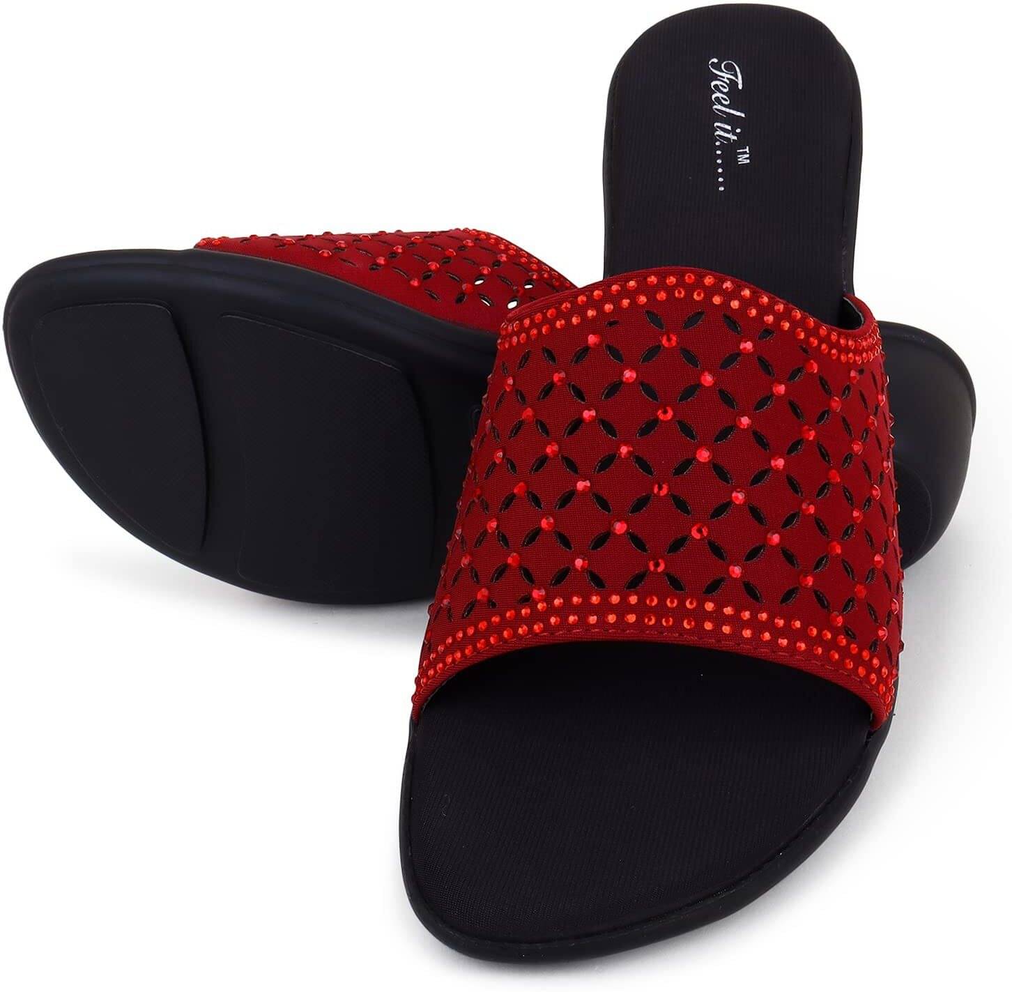 Feel It Red Women's Slip On Heels Feel It Red Women's Slip On Heels