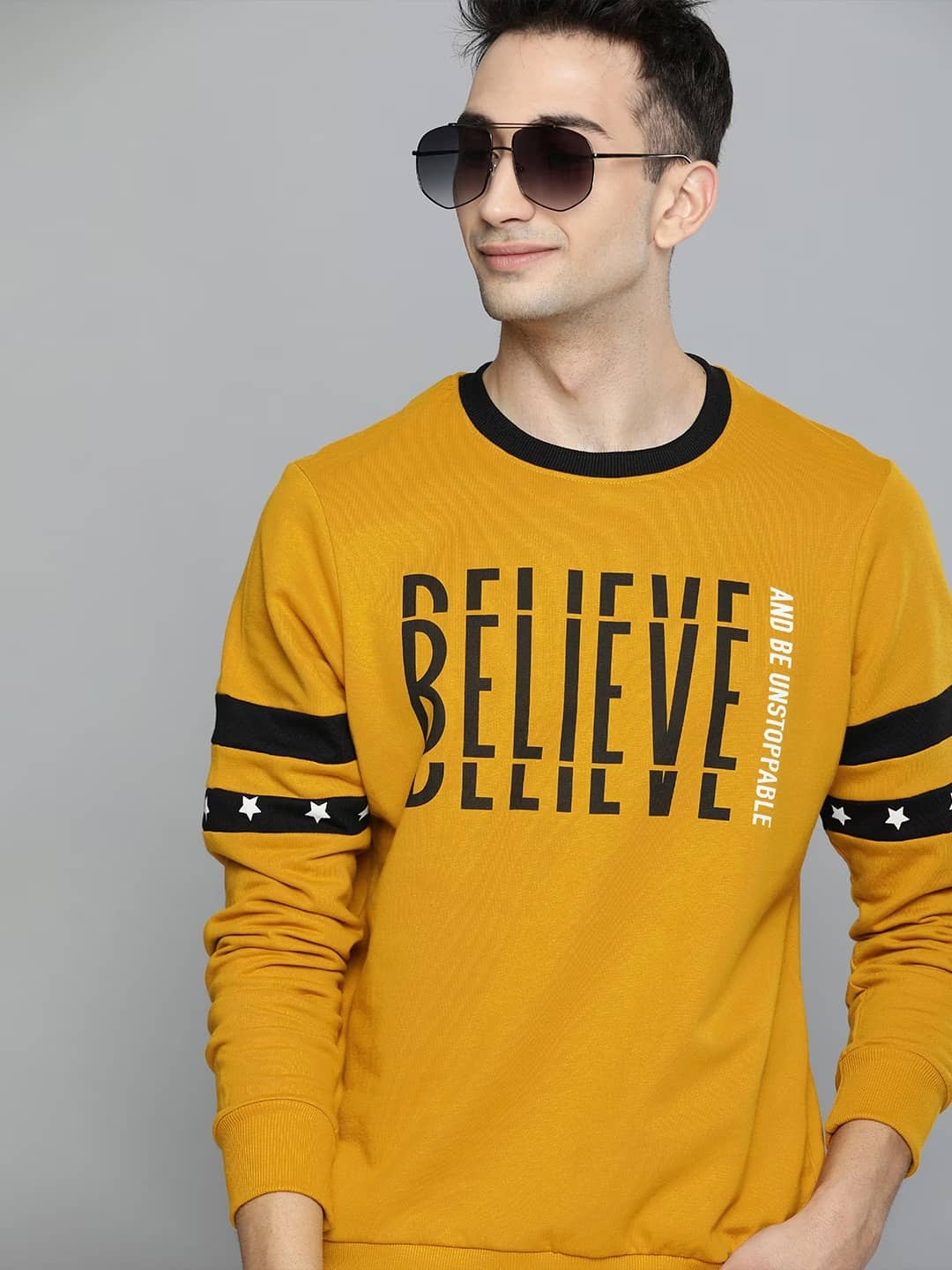 GET GOLF Cotton Round Neck Men's Sweatshirt - Mustard ( Pack of 1 )